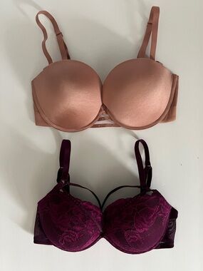 La SENZA Strapless Push-Up Rose Gold/Beyond Sexy Strappy Push-Up Plunge Bra 32DD